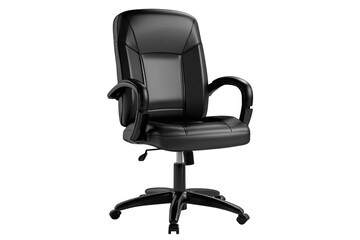 Fototapeta premium A black office chair, full shot. Simple, ergonomic design