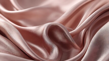 Close up shot of light pink silk fabric with elegant folds and a smooth and shiny texture detail
