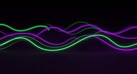 Abstract light wave patterns in purple and green colors  
