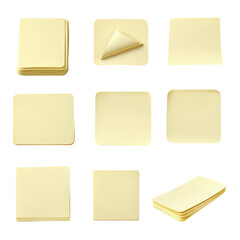 Sticky Labels, A collection of colorful sticky labels in various shapes and sizes, ideal for organizing and labeling items, isolated on transparent background