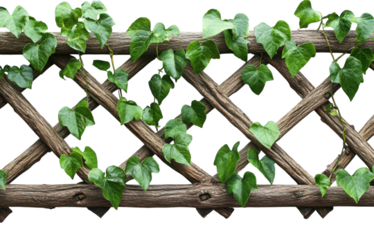 Ivy Vines Climbing a Rustic Wooden Trellis Natural Beauty Garden Accent Vertical Greenery Organic
