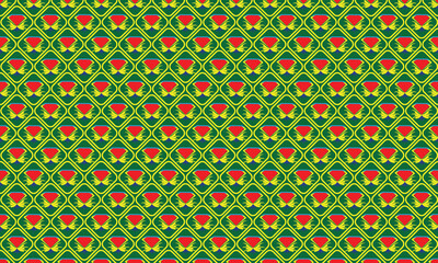 Seamless geometric floral pattern with vintage decorative elements in vector style