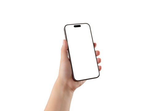 Minimalist transparent mockup with hand and modern phone, ideal for showcasing apps, clean branding concepts, or digital product presentations
