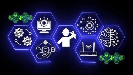 abstract digital network marketing icon , networking and connection technology icons Project management business technology concept A Don't Quit concept button on a futuristic ,beautiful - Powered by Adobe