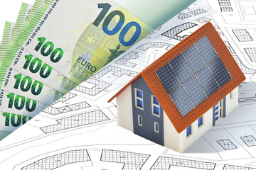 SAVE MONEY WITH A PHOTOVOLTAIC SYSTEM INSTALLATION ON A RESIDENTIAL BUILDING - Investment concept...