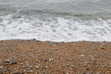 Rocky beach with waves lapping