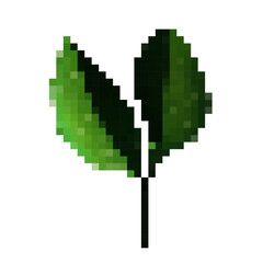 Fototapeta premium Green leaves in a simple vector design with pixelated effects creating a digital art style