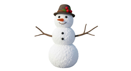 Isolated Happy Snowman with Hat
