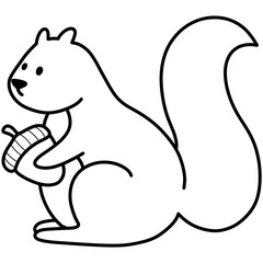 Hand drawn squirrel cartoon illustration outline 
