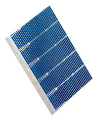 Isolated macro solar panel cell on transparent background. Clean energy tech element for design or...