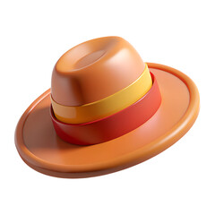 Fototapeta premium Stylish Orange Hat: A vibrant orange hat with elegant design. This artwork focuses on texture and detail. Perfect for fashion, style, and creative projects.