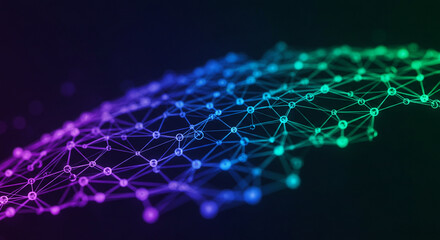 Abstract network visualization with connected nodes in vibrant colors  