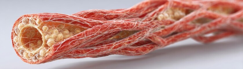 Cardio risk of sugar intake and plaque formation concept. Close-up of intricate plant fibers showcasing natural texture.