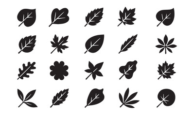 Fototapeta premium Leaf Variety Silhouette: A visually striking illustration of diverse leaf silhouettes, showcasing a range of shapes, textures, and forms.