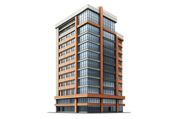 Tall office building realistic image isolated on transparent background. Realistic Urban Office Building Isolated for Architectural Projects.