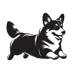 Fototapeta premium A loyal Corgi dog outline, reflecting its faithful disposition - Corgi silhouette - Corgi Vector - Silhouette of Corgi - dog silhouette