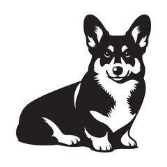 A playful Corgi dog artwork, capturing the breed's spirited nature - Corgi silhouette - Corgi Vector - Silhouette of Corgi - dog silhouette

