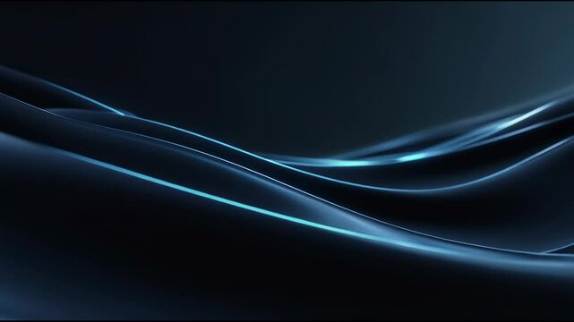 Elegant Dark Abstract Flowing Waves Animation with Smooth Liquid Motion and Glossy Blue Highlights, Futuristic Minimal Background Perfect for Luxury Tech Intros, Presentations, Overlays, Loop video 4k