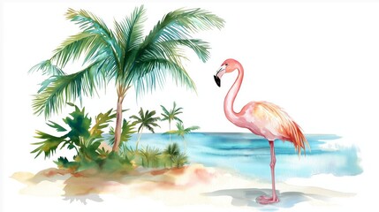 Fototapeta premium Punta Cana. Punta Cana hand drawn watercolor illustration