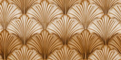 Fototapeta premium A repeating vintage fan-shell pattern, soft curves meet sharp lines in a symmetrical, refined layout