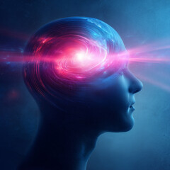 Futuristic Head with Glowing Brain/Energy