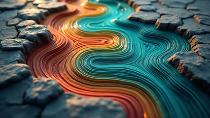 Macro Shot of Colorful Layered Rock Formations with Vibrant Striations