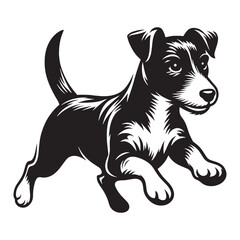 A spirited Jack Russell Terrier dog artwork, capturing the breed's vibrant nature - Jack Russell Terrier silhouette - Jack Russell Terrier Vector - Silhouette of Jack Russell Terrier - dog silhouette
