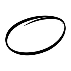 Hand-drawn highlight strokes with pencil, pen, and marker textures. Oval and round sketch lines for emphasis and underlining. Flat vector illustration isolated on white background.