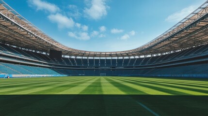 Empty stadium under a sunny sky