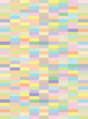 Geometric pattern with colorful squares. Brick wall background. Trendy creative vector pattern with colorful pastel bricks and copy space for text. Ideal for poster, banner, card, sale, invitation.