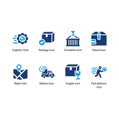 Logistics, Package, Container, Container, Maps, Deliver, Fragile, Fast delivery icon