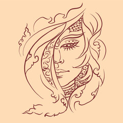 abstract of pattern in a face vector for illustration card decoration