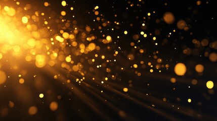 Golden particles shimmering in a dark background, creating a magical atmosphere of celebration