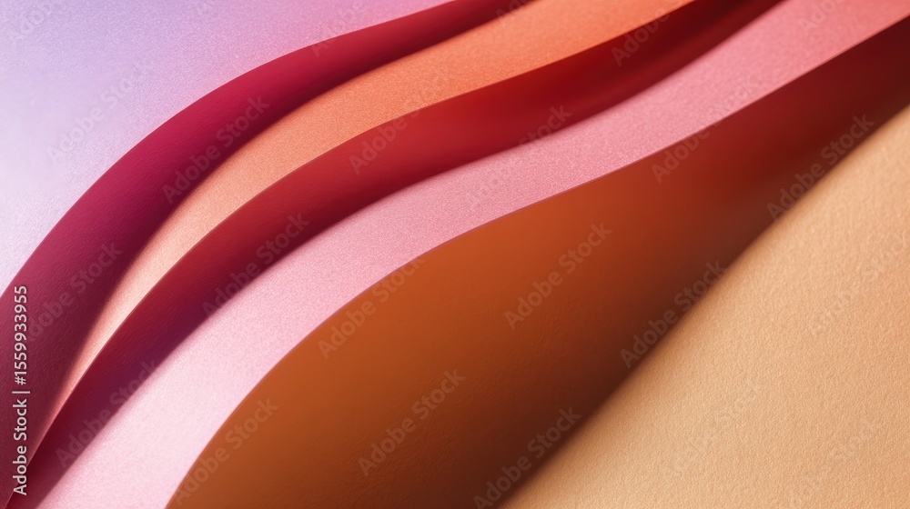 Poster abstract composition of colorful paper waves creating a soft gradient background
