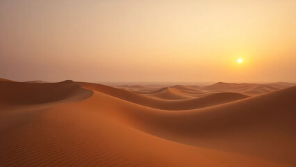 Golden Sand Dunes at Sunset – Minimalist Landscape in Golden Hour Light