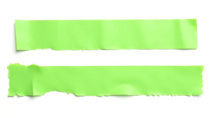 Contrasting Green Masking Tape Strips on White - Clean vs Jagged Torn Edges