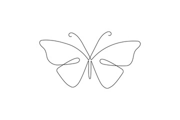 Butterfly continuous one line art drawing beautiful flying minimalist single line unique butterfly vector illustration.