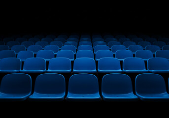 Obraz premium rows of blue seats in the stadium