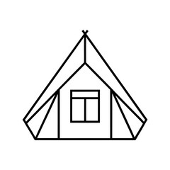 Stylized Tent Illustration Simple Camping Shelter Graphic Outlined Structure with a Window Ideal...