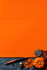 Stylish halloween invitation flat lay scene