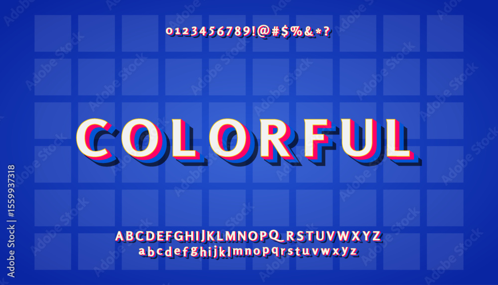 Fototapete collection of alphabet letters and number elements in a colorful style. suitable for poster design, 