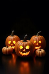 Minimalist Halloween Pumpkins on Black Background