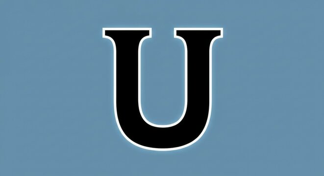 Letter U Graphic on Blue Background Simple Design