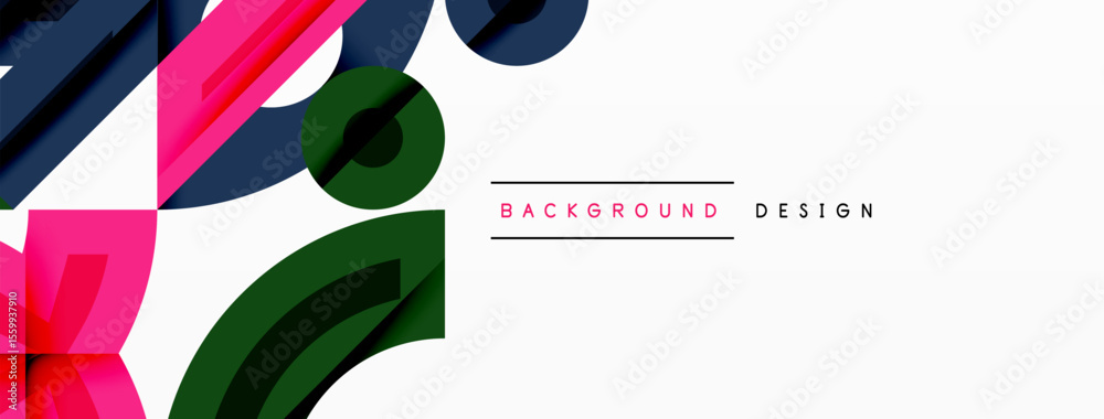 Fototapete Abstract colorful shapes overlap white space. Modern design elements create dynamic visual texture. Minimalist aesthetic.