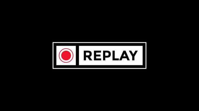 Replay sign animation templates on Alpha channel 4K Video