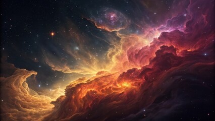 Fototapeta premium Dramatic nebula with vibrant colors and shining stars in the vast expanse of outer space