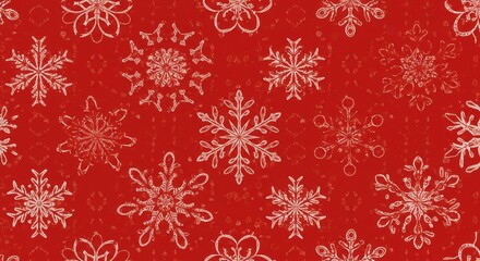 Snowflake Pattern on Red Background Festive Winter Design