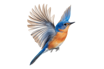 Eastern bluebird flying with transparent background. Flying Bluebird Isolated on Clear Background for Design Use.