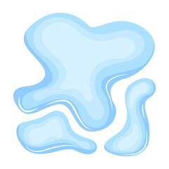 Water spill puddle. Blue liquid shape in flat cartoon style. Clean fluid drop design element isolated on white background