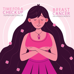 Realistic Breast cancer awareness month Horizontal banner